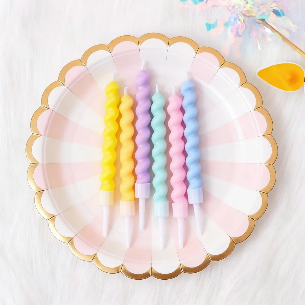 6/12/48pcs/1case Birthday Candles Spiral Cake Candles  Long Thin Cake Candles For Wedding Party And Cake Decoration