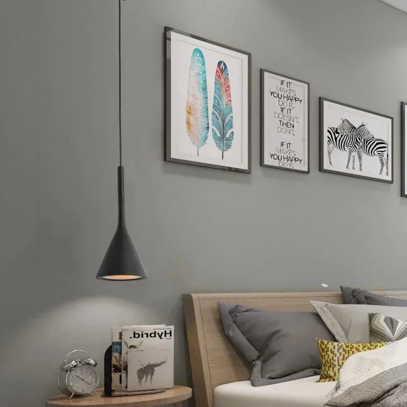 Modern LED Pendant Light in Black and White E27 Bedroom Table Dining Room Hanging Light Lampshade Home Cabinet Suitable for