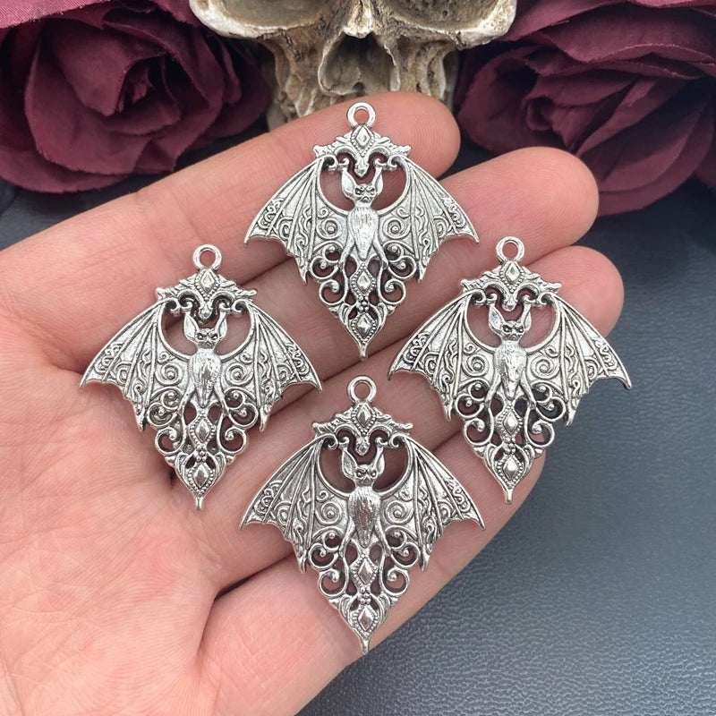 4pcs 40*36mm Gothic Vampire Bat Charm Retro Bat Halloween Pendant Designer Charms For Jewelry Making DIY Jewelry Findings