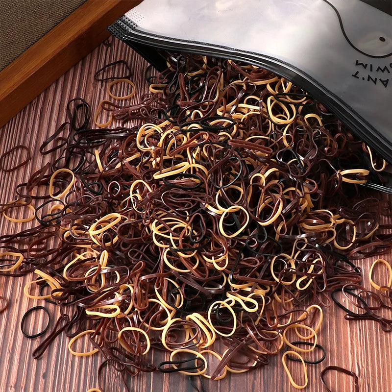 1000 Pcs/Bag Small Clear Rubber Band Black Holder Hair Ties Gum White Colorful Elastic Hair Band For Kid Girls Women Accessories