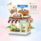 Mini ABS Self-Locking Bricks Street View Blocks Panda Coffee Ice Cream Flower Shop DIY Toy for Kids Girls Birthday Gift