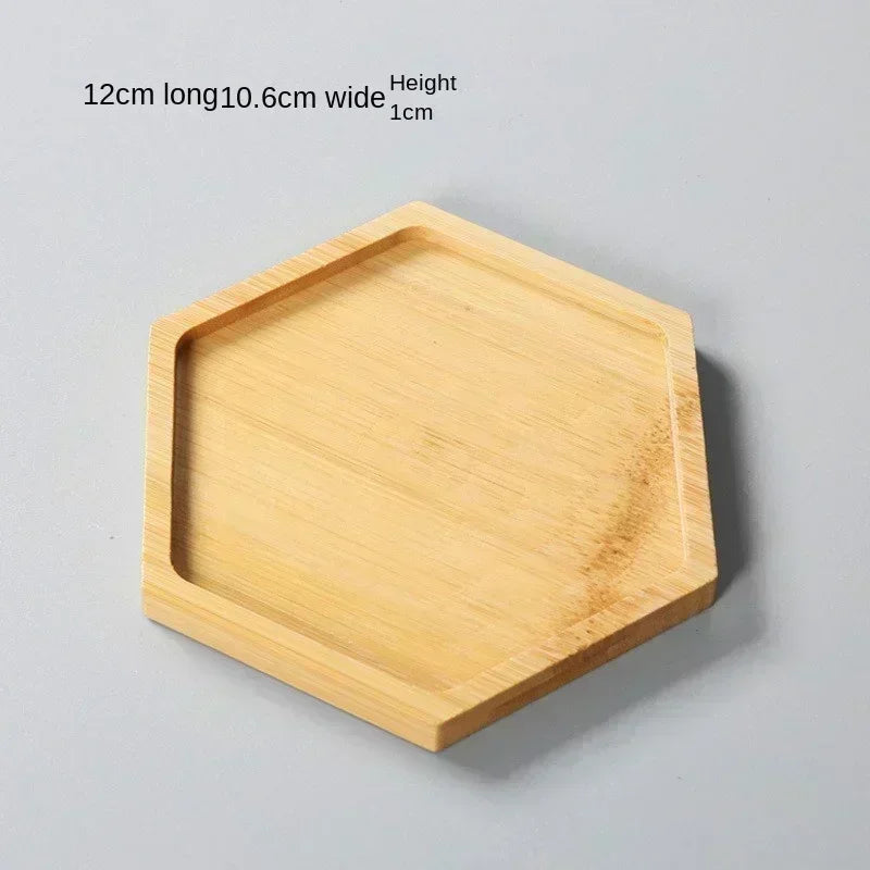 Multi Bamboo Tray Wood Saucer Flower Pot Tray Cup Pad Coaster Plate Kitchen Decorative Plate Creative Coaster Coffee Cup Mat