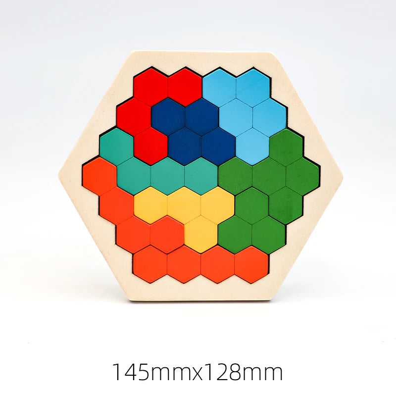 Wooden 3D Tangram Blocks Puzzle Montessori Brain Teaser Toy