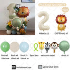 45pcs Lion Giraffe Balloon Cream White Number Birthday Balloon Set Jungle Animal Theme Birthday Party Decoration Suprise Gift
