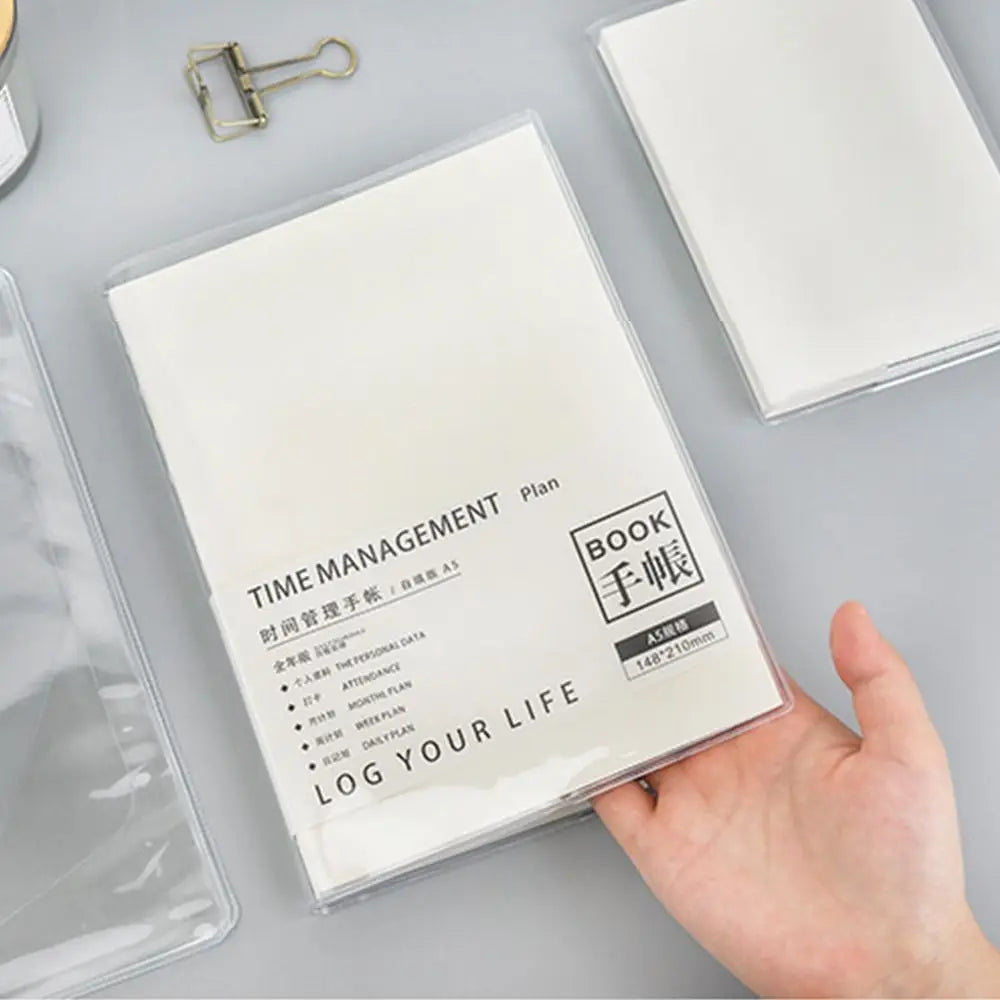 PVC Durable A5/A6 Notebook Protective Sleeve PVC Waterproof Book Cover Transparent Binder Protective Cover Diary