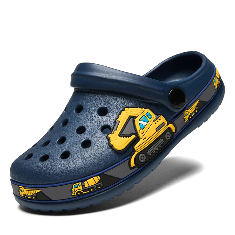 Kids Clogs Garden Shoes Boys Girls Unicorn Dinosaur Beach Flat Sandals Slippers Children Sandals Anti Skid Slipper Summer Hole