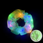 10pcs LED Scrunchies Light Up Organza Hair Scrunchy Elastic Hair Ties for Women Girl Glow in The Dark Party Supplies Neon Outfit