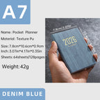 A7 specification 2026 English planner book, mini portable pocket daily schedule book, 64 sheets 128 page thin weekly calendar