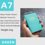 A7 specification 2026 English planner book, mini portable pocket daily schedule book, 64 sheets 128 page thin weekly calendar
