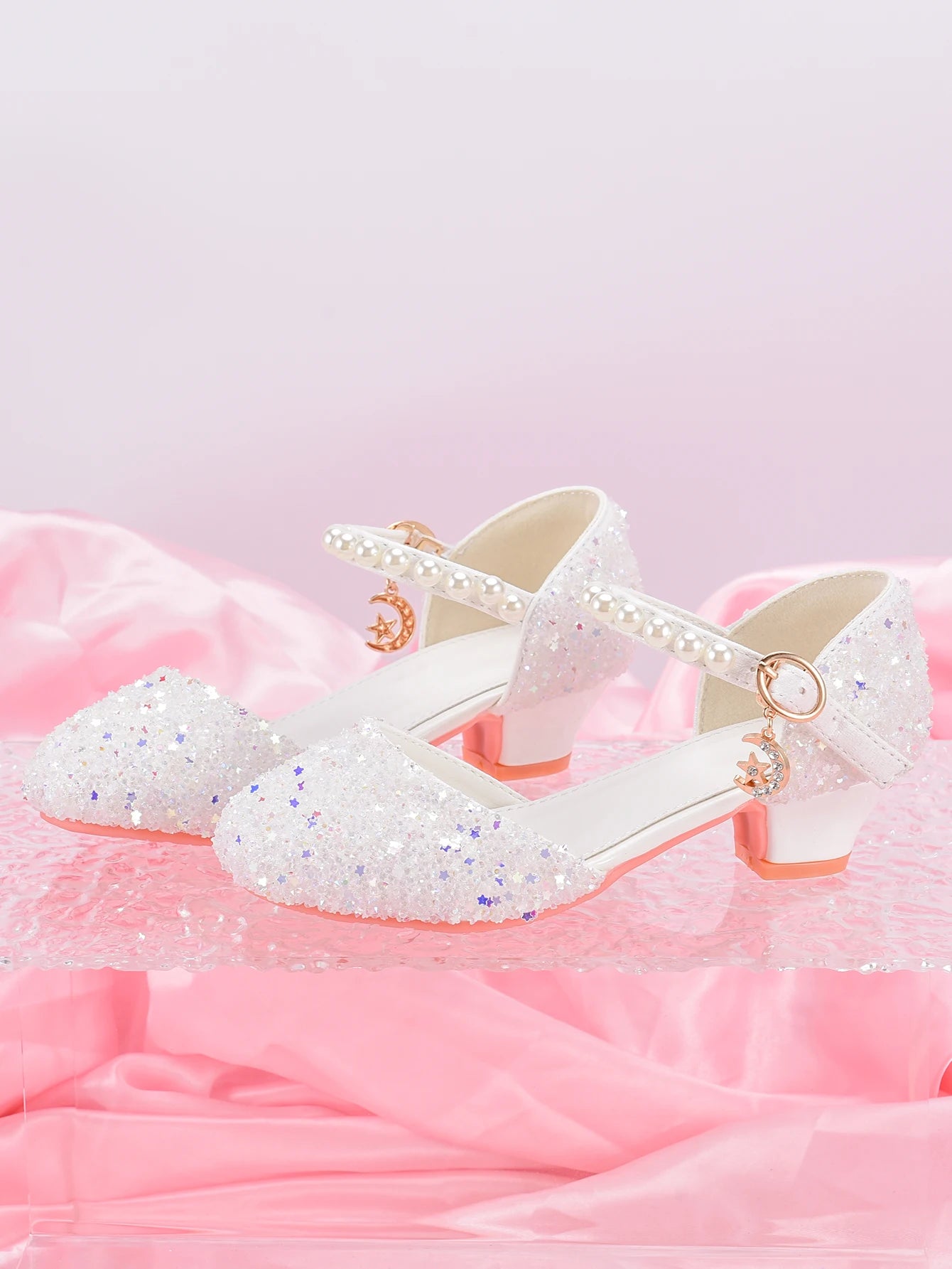 Girls Princess Party Heels Shiny Star Dress Shoes for Kids
