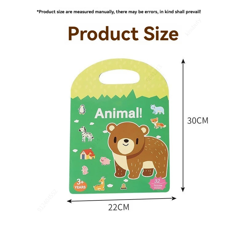 Sticker Books 3D Reusable Stickers Books Animal Dinosaurs Ocean World Vehicle Educational Travel Stickers