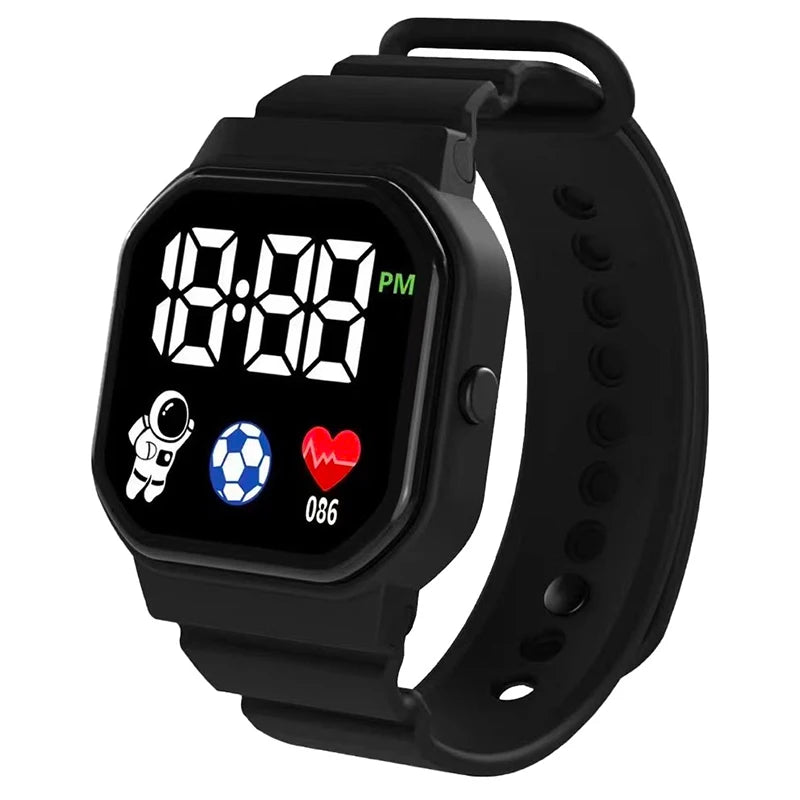 Kids Football LED Digital Sports Watch – Silicone Wristwatch