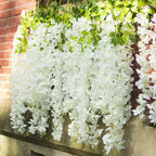 24PCS Artificial Wisteria Flowers Hanging Garland Fake Ivy Vine Flower String for Arch Wedding Party Home Room Decoration Flower