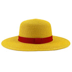 Brdwn Unisex Flat Straw Hat Neck String Cosplay Japanese Cartoon Props Hat