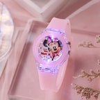 Cute Mickey Minnie Children Watches with Flash Light Silicone Strap Kids Watch Girls Anime Action Figures Model Toys Clock Gift