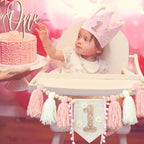 Boho 1st Birthday High Chair Banner Pink Party Decoration For Girl Baby Shower Wall Hangings Decorative For Kids Bedroom