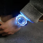 LED Light Flash Luminous Watch – Silicone Rhinestone Wristwatch