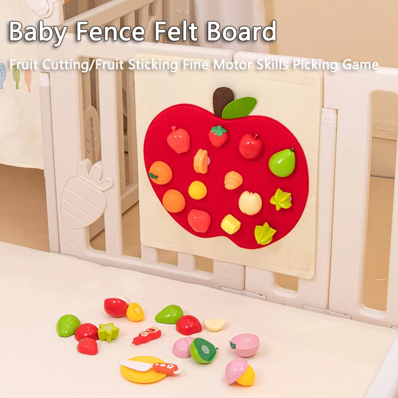 Baby Felt Board Play Food Toys Wall Sticker Fruits Vegetables Pretend Play Kitchen Games Fine Motor Skills Early Educational Toy