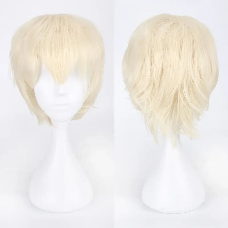Men Women Synthetic Anime Cosplay Wigs Short Straight Hair Heat Resistance Multicolour Red White Pink Gray Brown