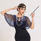 1920s Vintage Sequin Fringe Shawl – Elegant Beaded Cape for Women