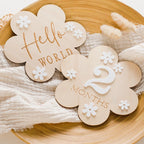 Wooden Baby Flower Shape Milestone Card Monthly Memorial Card Newborn Birthday Photography Accessories For Baby Birth Gift