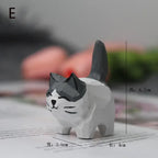 Handmade Wood Carving Kitten Ornaments Small Animal Creative Desktop Wood Cat Decoration Crafts