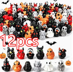 12Pcs/set Mini Resin Halloween Ducks and Ghost Miniatures Figurines Bulk for Garden Fairy Micro Landscape Home DIY Decoration