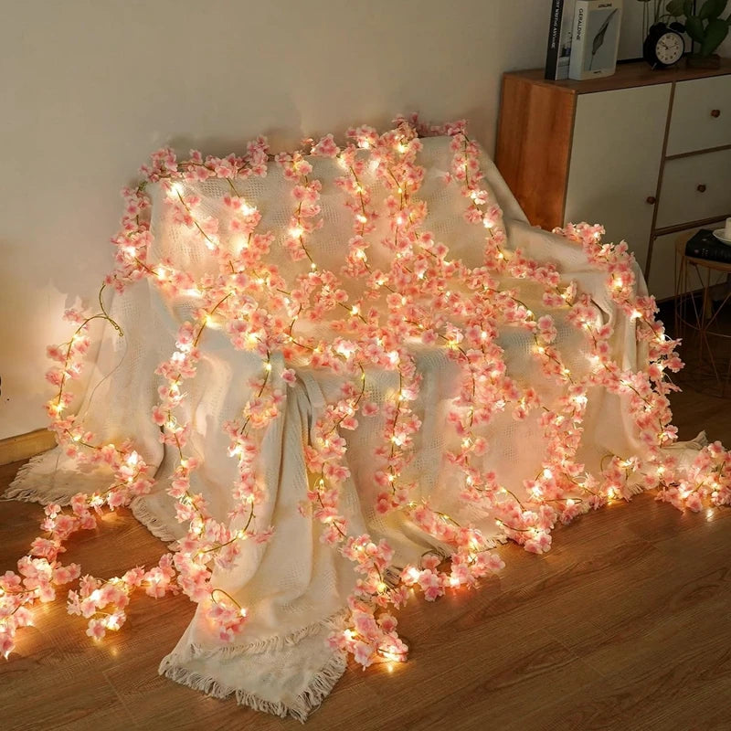 180CM Artificial Sakura Flowers Vine for Wedding Decoration Garden Arch Home Room Decor Party Bridal Fake Silk Outdoor Ornament