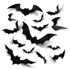 Halloween Bats Decorations,3D Pvc Bat on The Wall,Black Bats Wall Stickers,Halloween Scary Props