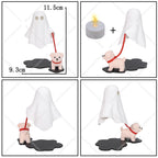 Cute Ghost LED Night Light with Dog Figure - Spooky Desk Lamp, Halloween Decor, Warm Light for Bedroom