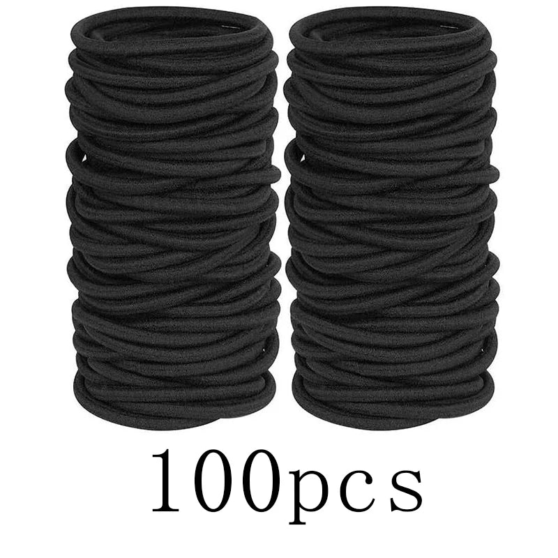 20/50/100PCS/SET Black Nylon Basic Hair Ring Elastic Hair Bands For Women Girls Hair Tie Scrunchie Rubber Bands Hair Accessories
