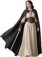 LisdinoL'VOW Medieval Hooded Cloak Linen Renaissance Cape With Hood - Halloween Hobbit Cosplay Witch Wizard LARP