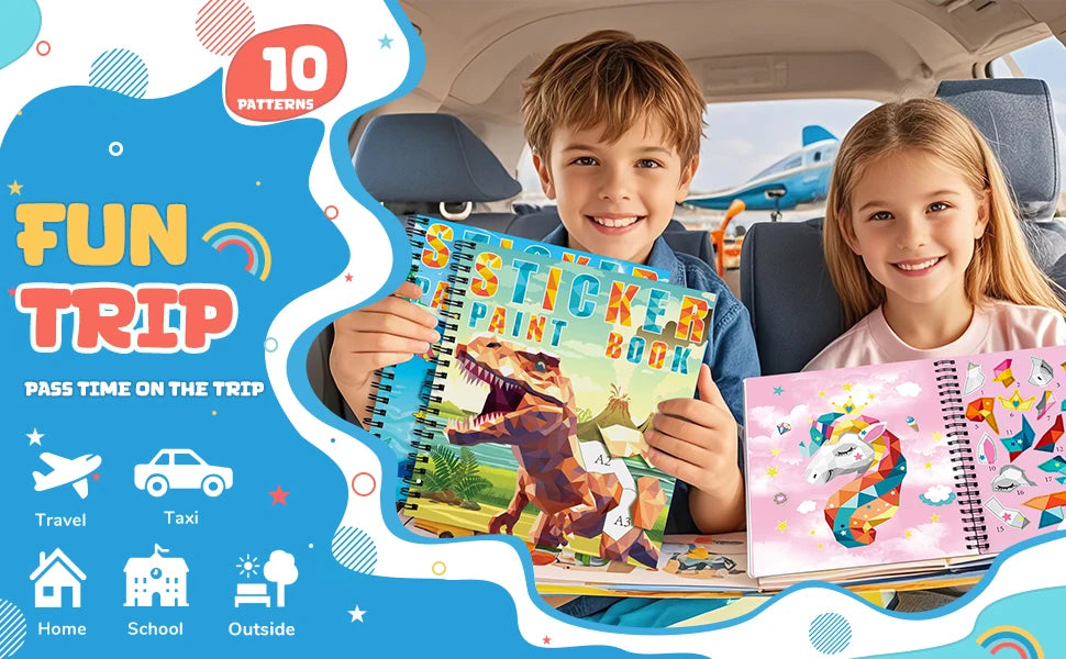 1-6PCS Sticker Book For Kids Unicorn Sticker Paint Book Mermaid Children's Sticker By Number For Birthday Gift Girls Stationery