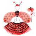 4 Piece Yellow Bee Cosplay Costume Halloween Bee Antennae Headband Hairband Wings Magic Wand Funny Dress Fairy Props Set