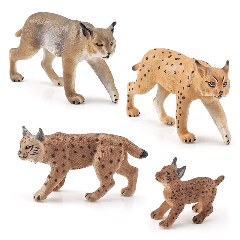 Realistic Simulated Forest Animal Lynx Model Solid Simulation Bobcat Wild Fox Model Action Figures Toys For Christmas Gifts