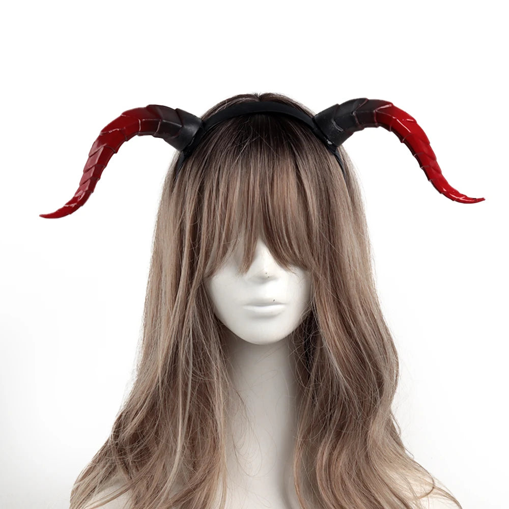 Demon Horns Headpiece Cosplay Animal Antelope Cow Devil Headwear Halloween Headdress Carnival Party Costumes Props Gifts