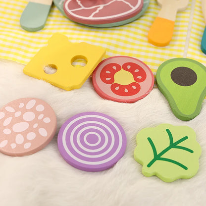 Wooden Kids Kitchen Toys Pretend Play Cookware Pot Pan Educational Set