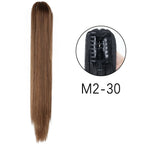 Synthetic Long Straight Claw Clip On Ponytail Hair Extensions 24Inch Heat Resistant Pony Tail Hair piece For Women Daily Party