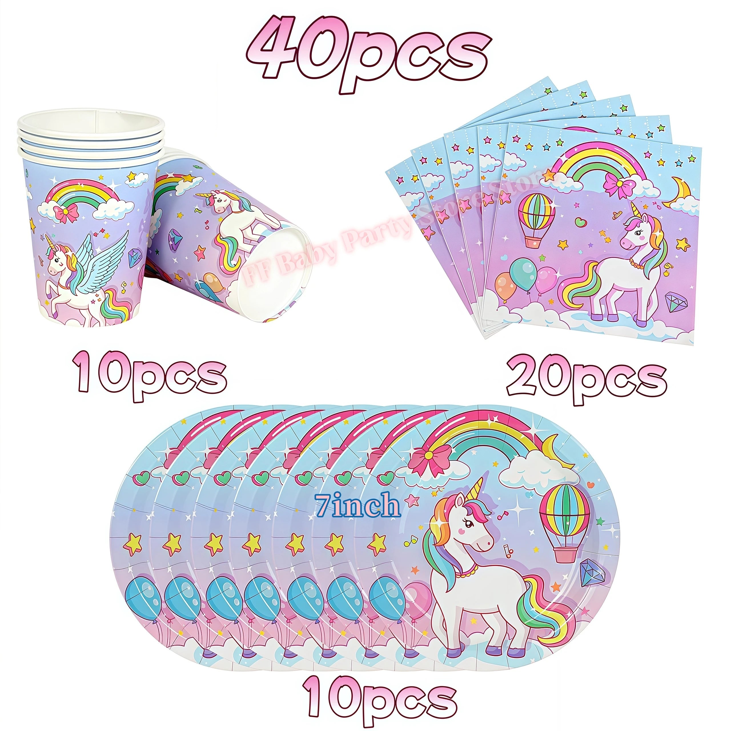 Kids Girls Unicorn Birthday Party Decoration Plate Cup Happy 1st Unicorn 3D Balloon Kid Favors Gift Wedding Baby Shower Supplies