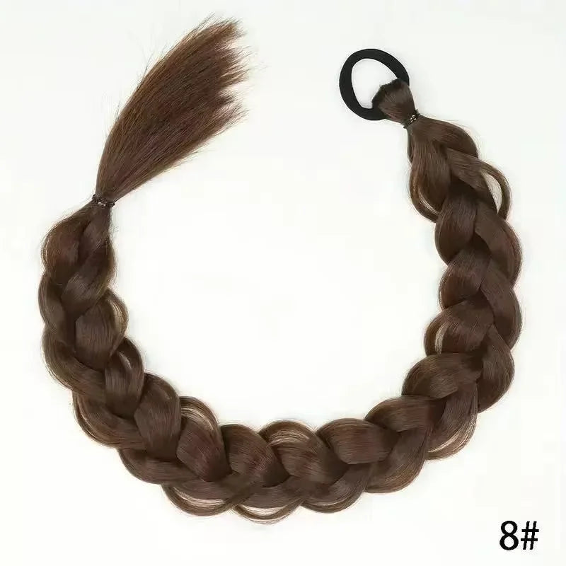 24 Inch Synthetic Long Braided Ponytail Hair Extensions for Women With Elastic Band  Hair Accessories