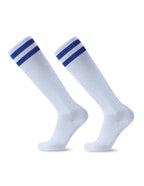 White Black Stripes Football Soccer Socks For Men Teenages Kids Boys Over the Calf Baseball Rugby Athletic Socks Women Girls