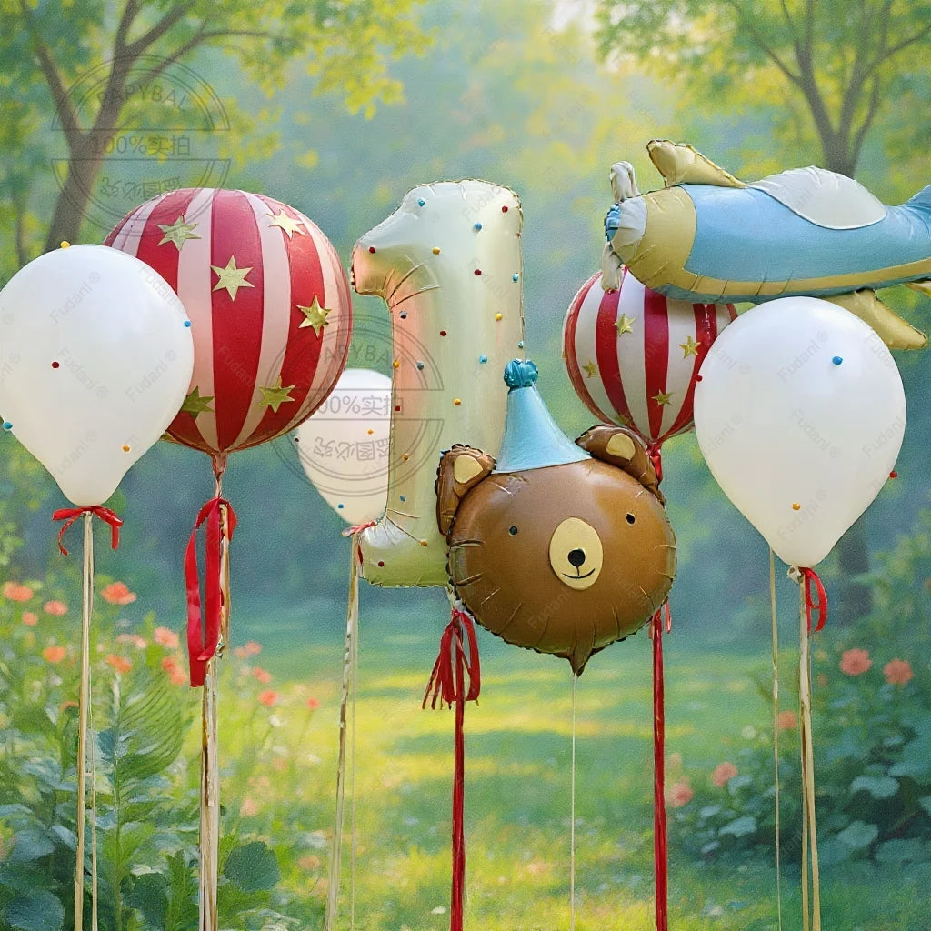 63pcs Unicorn Theme Balloon Set Cream White Number 1-9 Balloons for Birthday Party Room Decoration Balloon Supplies