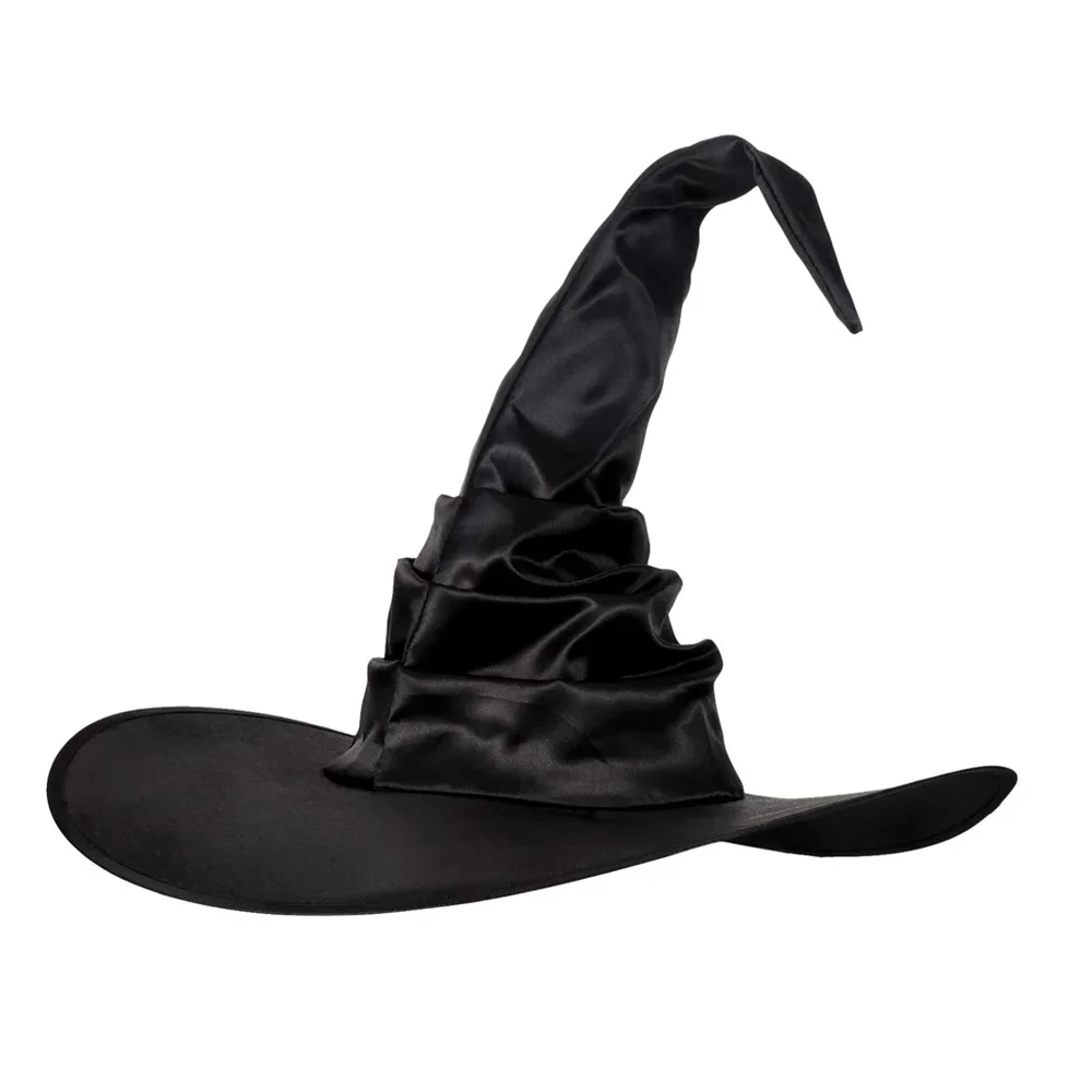 Halloween Folds Witch Wizard Black Hat Party Cosplay Costume Headgear Devil Cap Props Women Costume Accessory for Cosplay Party