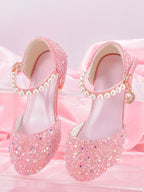 Girls Princess Party Heels Shiny Star Dress Shoes for Kids