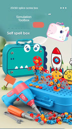 211PCS Pretend Repair Toolbox DIY Assembling Power Screwdriver Toy Kit Creative Games Educational Montessori Toys