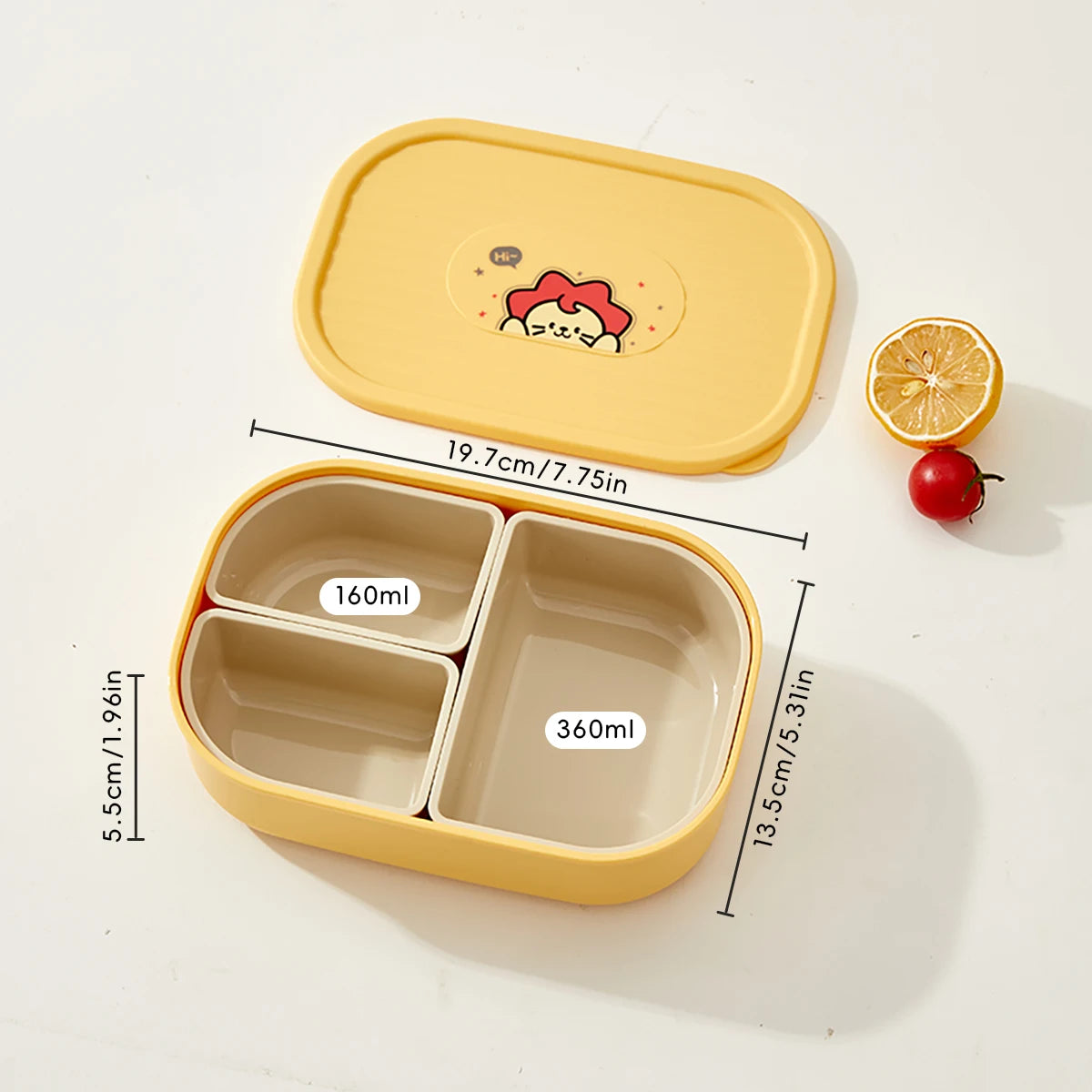 WORTHBUY Outdoor Portable Sealed Divided Food Container Detachable 3 Grids Plastic Lunch Box For Kids Student Microwave Safe