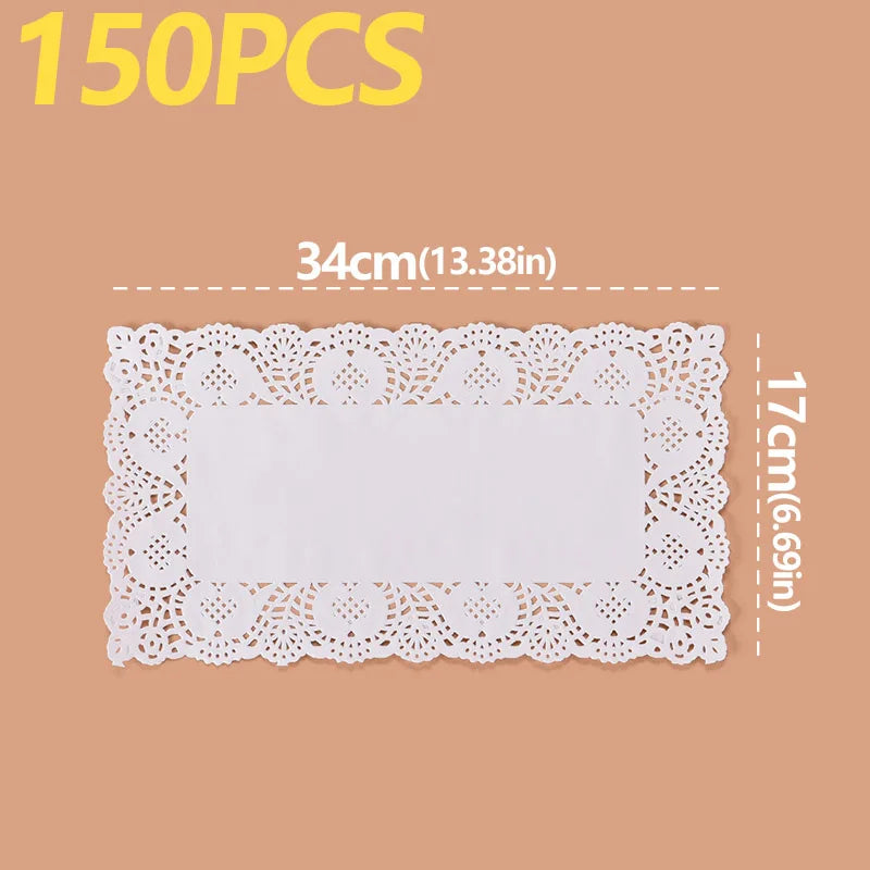 150Pcs Kitchen Fried Food Special Flower Bottom Paper Oil-absorbing Paper Baking Cake Pizza Snack Round Household Lace Paper Pad