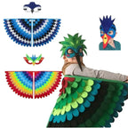 Animal Bird Wings+Mask Suit Stage Performance Peacock Owl Parrot Bird Felt Cape Halloween Bird Funny Party Cosplay Cloak