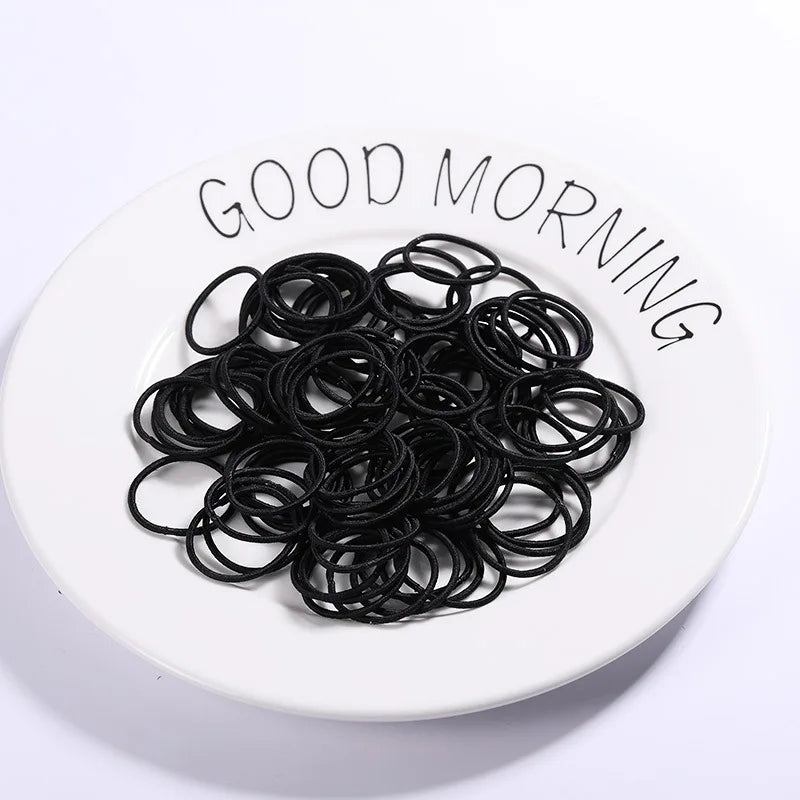 20/50/100PCS/SET Black Nylon Basic Hair Ring Elastic Hair Bands For Women Girls Hair Tie Scrunchie Rubber Bands Hair Accessories