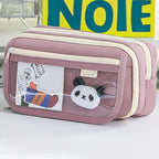 9-layer Large Capacity Pencil Case with Transparent Compartment and Magnetic Button Flip for Retrieval